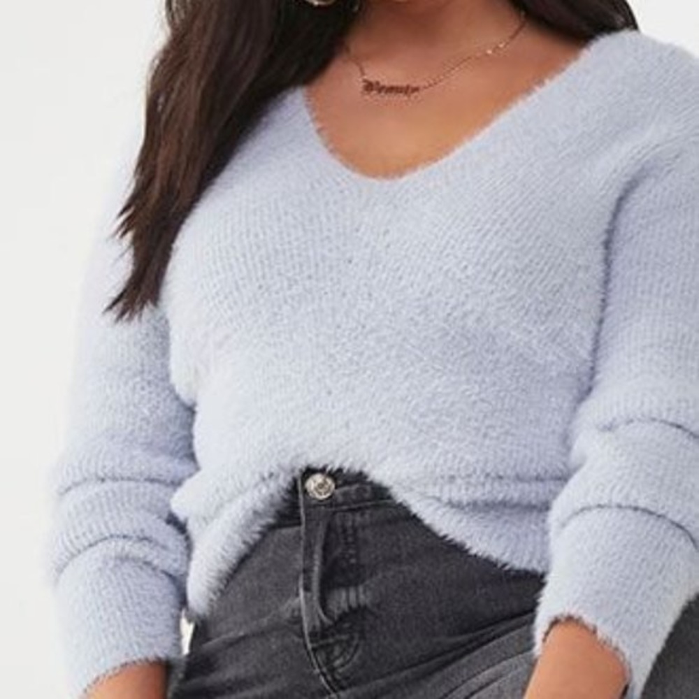 Forever 21 Blue Grey Fuzzy Sweater